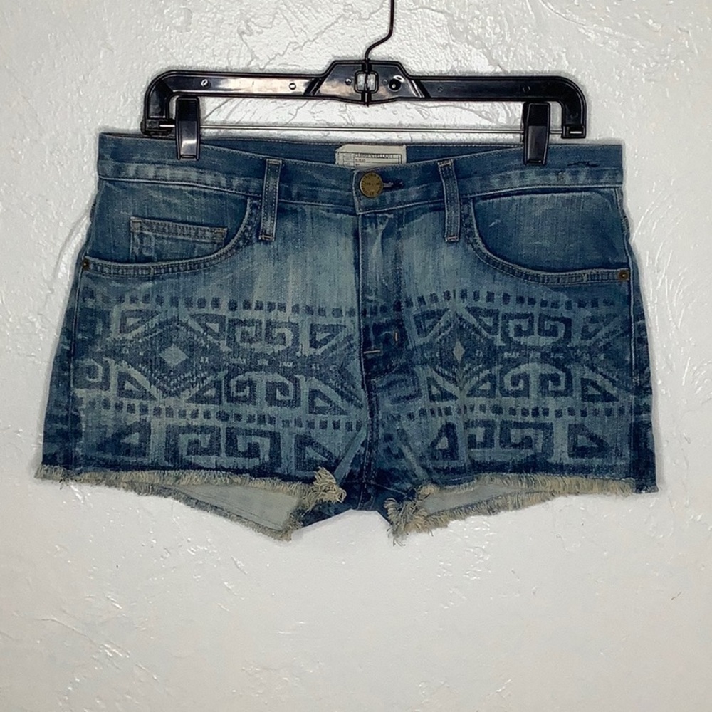 Current Elliot The Boyfriend Short Raw hem Tribal motif jean short Size 27 NWOT